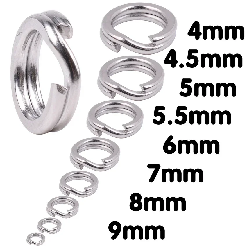 50pcs or 100pcs Stainless Steel Split Ring Diameter 3mm To 8mm Heavy Duty Fishing Double Ring Connector Fishing Accessories