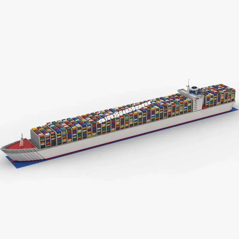 New Technology Transportation Series Moc Container Ship V2 Model Assembling Custom Puzzle Diy Creative Ideas Kids Toys Gifts