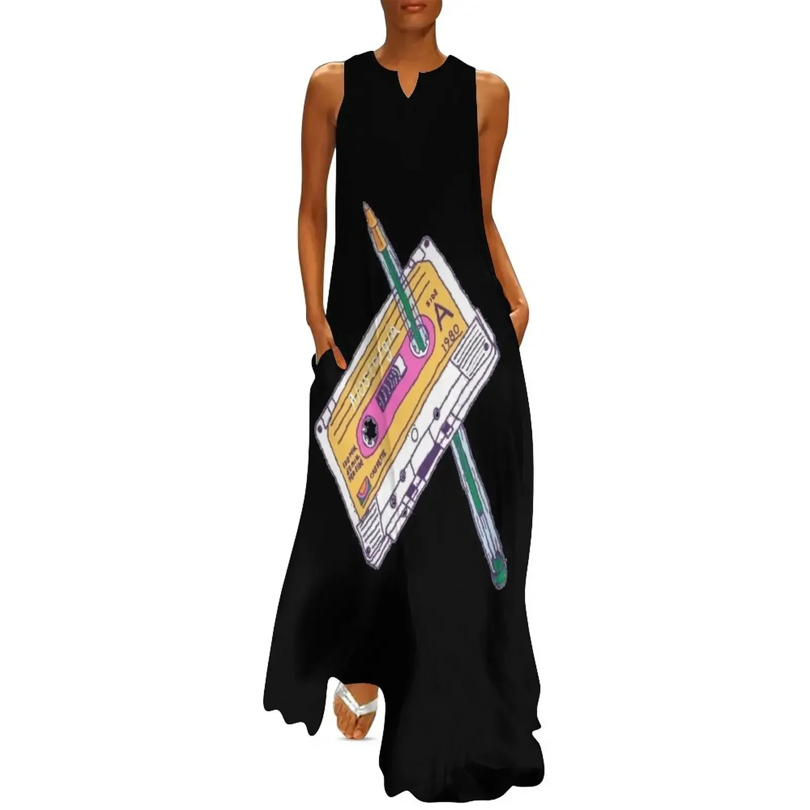 

Old Funky Neon Cassette With Black Tape Long Dress Women's dress women dresses dress for women summer elegant women's sets