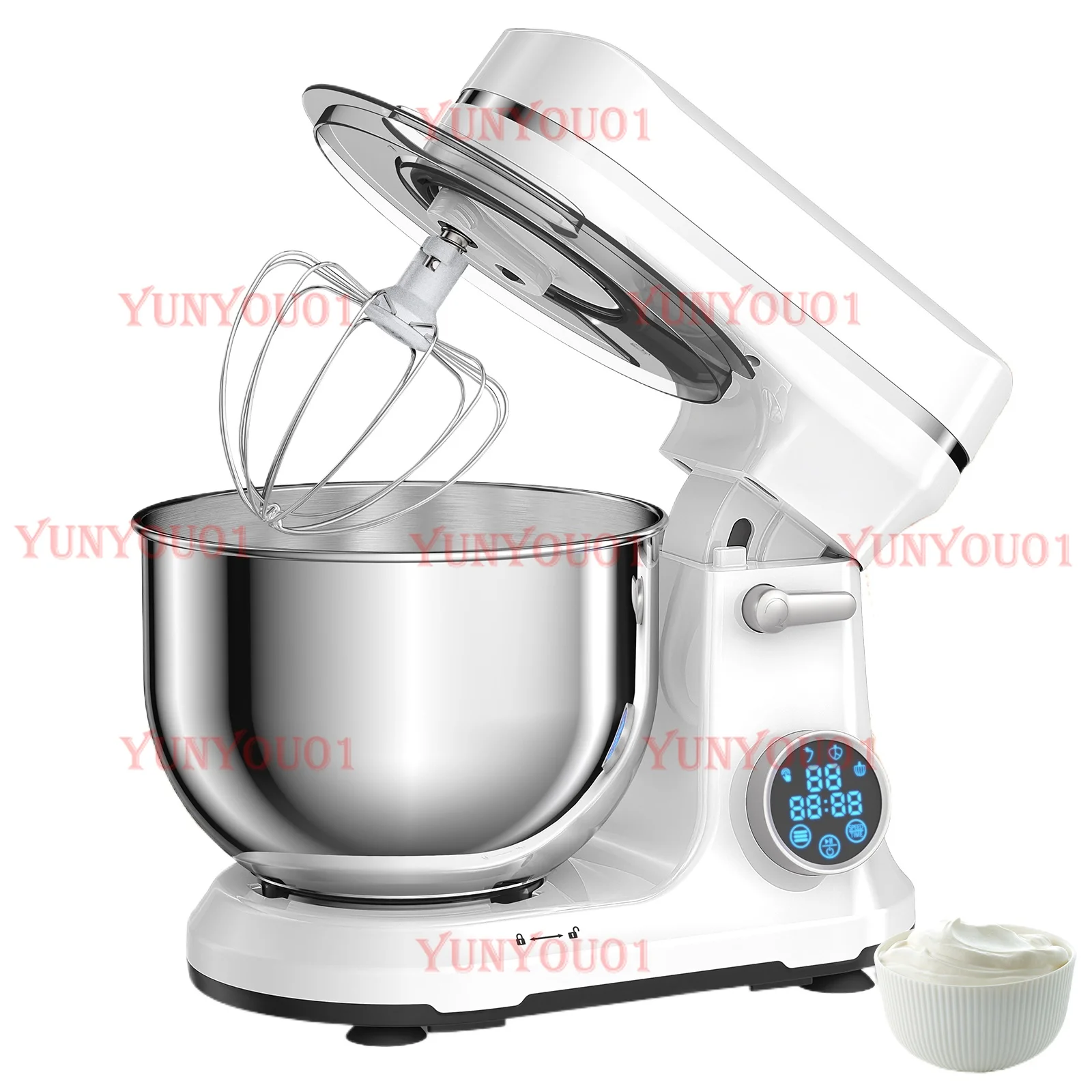 

Kitchen Food Stand Mixer, 1200W 11-Speeds DC Motor, Digital OLED Screen, Electric Food Mixer with Dough Hook, Whisk