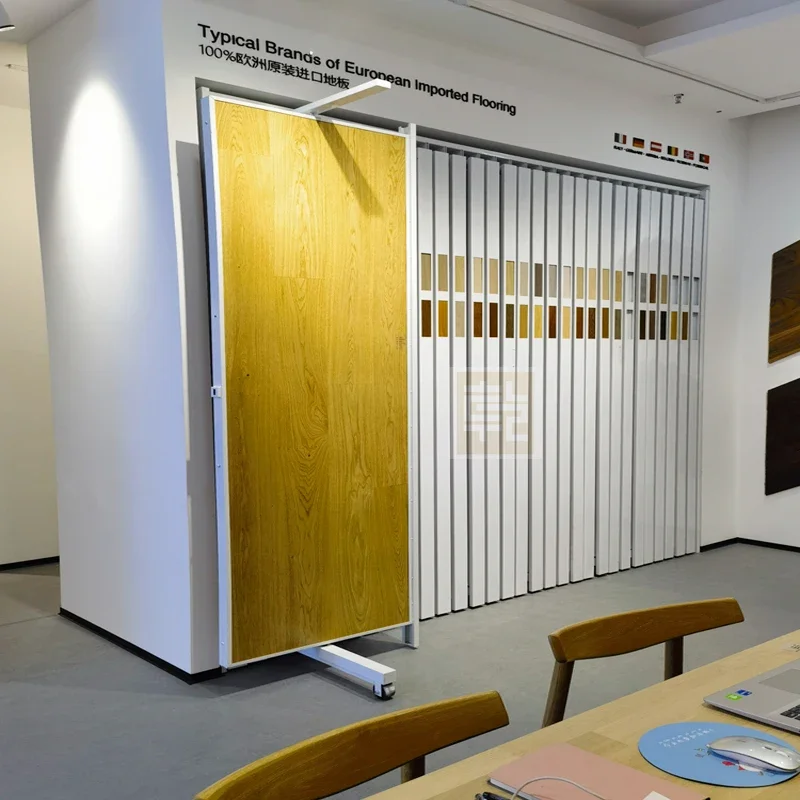 Expositor Giratorio Metálico Personalizado para Pisos de Madera, Parquet, Laminado, Roble y Cerámica con Sistema Deslizante