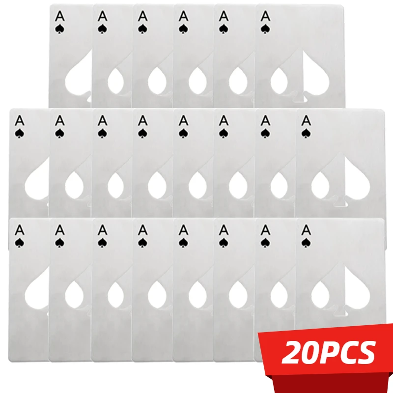 20pcs Poker Card Bottle Opener Ace of Spades Bottle Opener for Wallet and Pocket Metal Beer Opener Wedding Favors for Guests