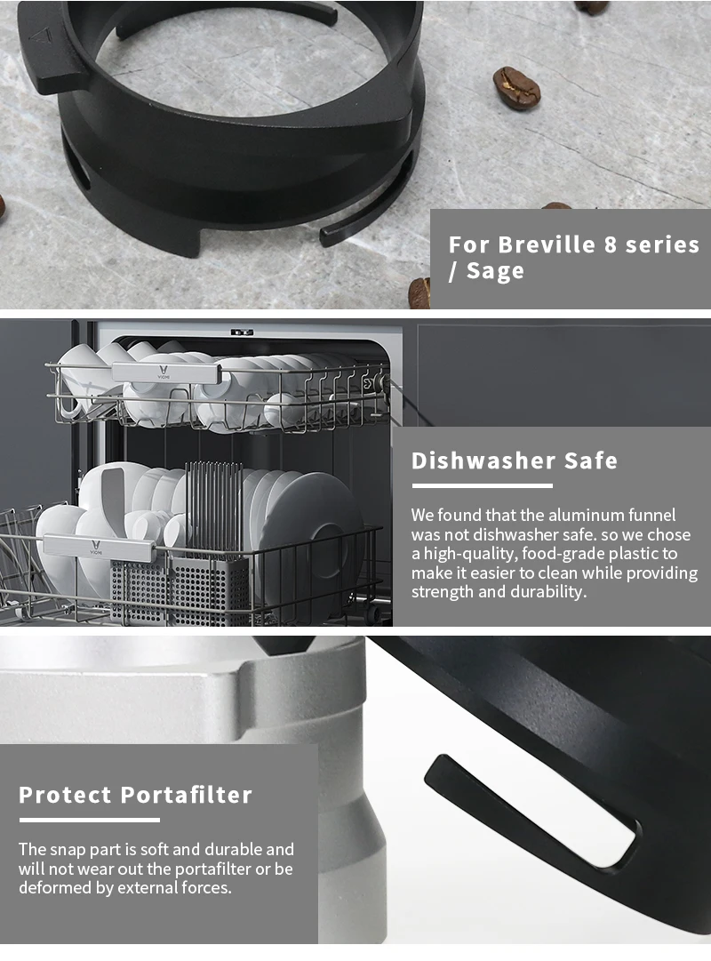 54mm Coffee Powder Receiving Dosing Ring Aluminum Alloy Loop Breville 8 Series Coffee Machines Funnels Accessories Barista Tools
