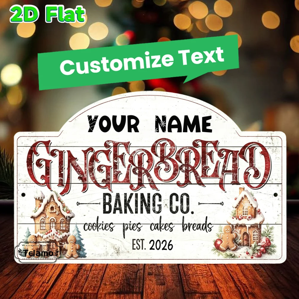 Custom Text Arched Metal Sign, Gingerbread House & Cookie Graphic, Christmas Wall Decor, Kitchen Mantel Decor, Indoor Outdoor Ch