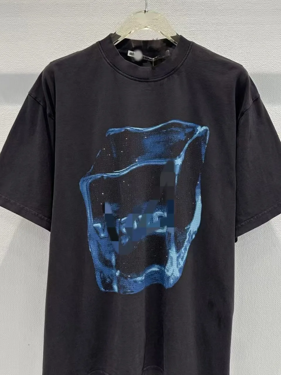 2026 New Style Loose Fit round Neck Cotton T-Shirt Ice Cube Print Rhinestone Casual Comfortable Breathable Women's Top