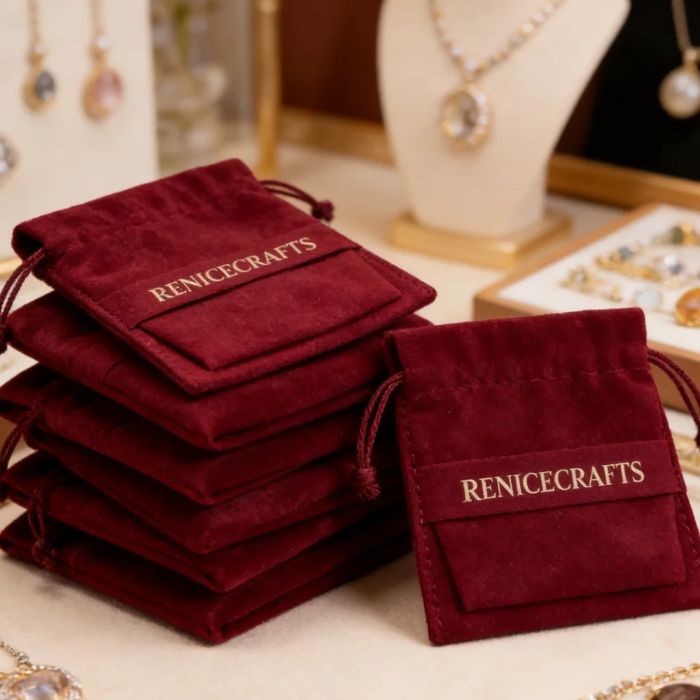 

50pcs Microfiber Jewelry Bag, Personalized Logo Travel Pouch Bags, Multi-color Packaging Bags for Necklace Bracelet Earrings, Gi