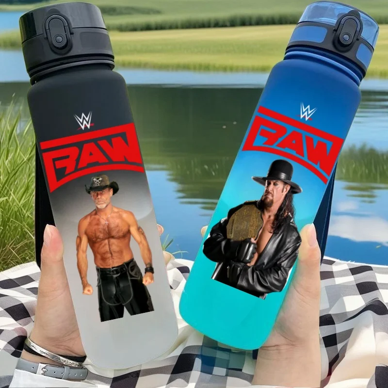 650ML Wrestling Star  Anime Characters Water Cup Portable Children's  Outdoor  Large Capacity Plastic Antidrip Water Bottle