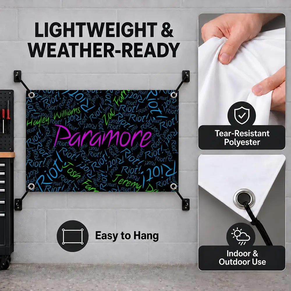 P-PARAMORE Heavy Metal Rock Flags Bedroom House Living Room Dorm Outdoor Party Wall Hanging Background Banner Decor
