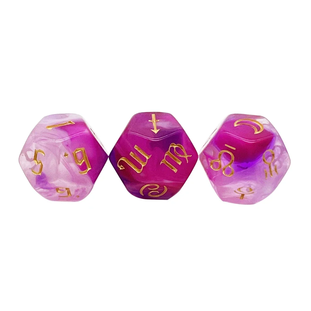 3Pcs/Set Polyhedral Horoscope Astrology Dice D8 D12 for Astrology Tarot Game Kid Tarot Cards Accessories