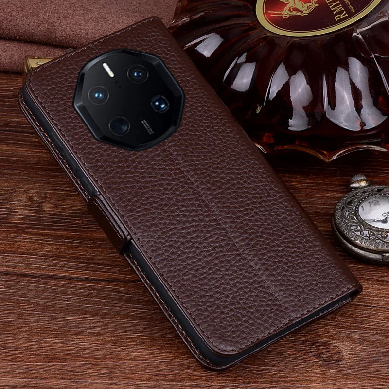 Sales Luxury Genuine Leather Wallet Business Phone Case For Huawei Mate 50 Mate50 Rs Cover Credit Card Money Slot Cover Holster