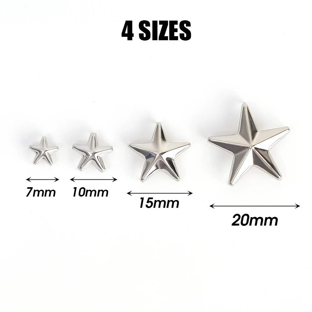 Metal Silver Star Rivets DIY Clothes Shoes Bags Handmade Clothing Accessories Punk Leather Studs Spikes Spots Nails Head Buttons