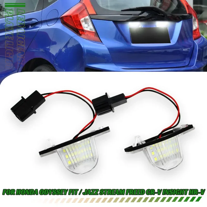 2Pcs LED Car Number License Plate Light for Honda Crv Fit Odyssey Jazz Hrv Frv CR-V Stream 12V SMD 18 LED Number Lamp