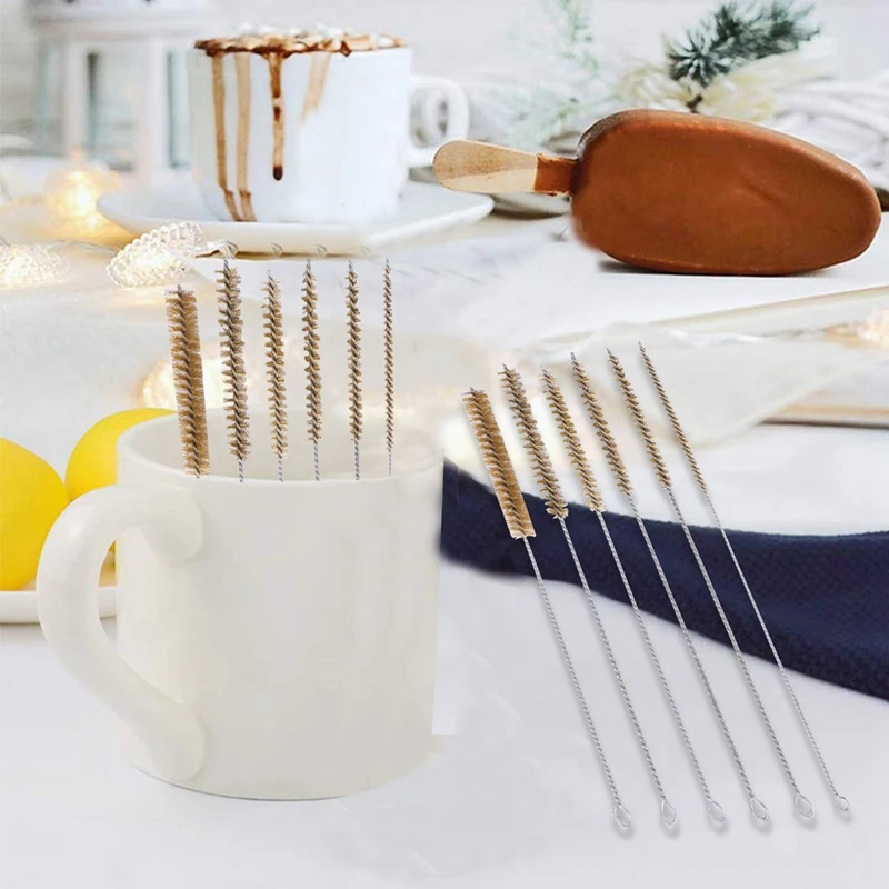 6 Pcs Brass Tube Cleaning Brush Wire Brush Set Cleaning Polishing Tool Brass Wire Brush Set For Pipe Tube Cylinder Bores Cleanin