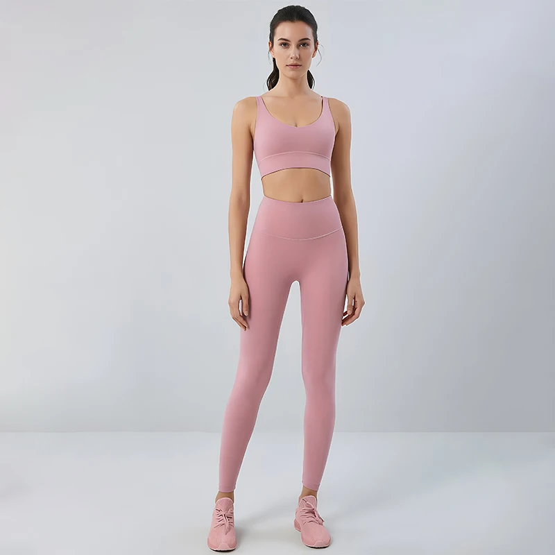 TRY TO BN Gym Sets Woman 2 Piece Sports Bra High Waisted Leggings Fitn