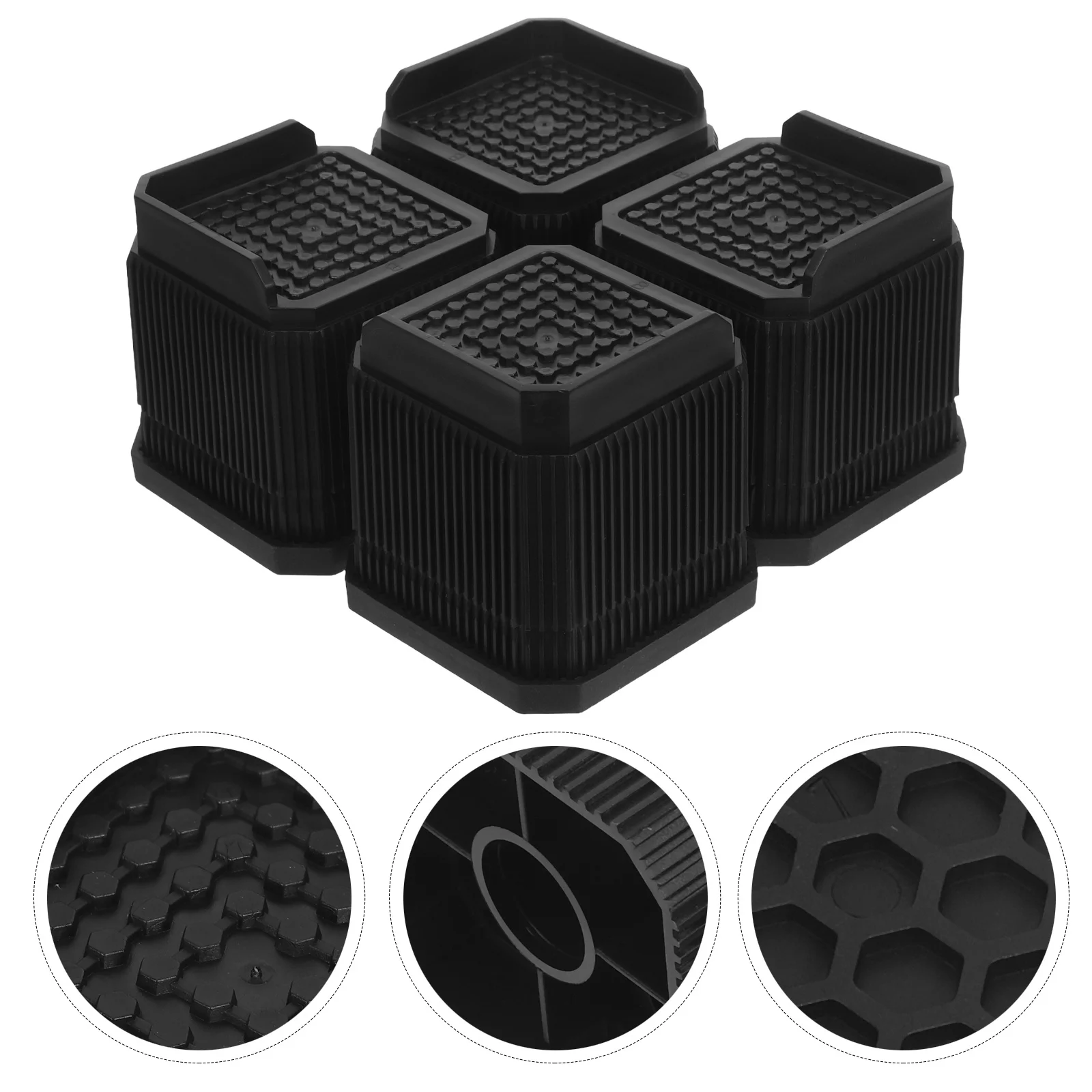 

4Pcs Furniture Risers Height Extenders Bed Sofa Table Chair Non Skid Stacking Heavy Duty Bottom Furniture Levelers 7.6x7.6cm