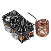 1800W 12V-48V ZVS Induction Heater Heating PCB Board Module Flyback Driver with Coil Dual Fan Power Supply Kit