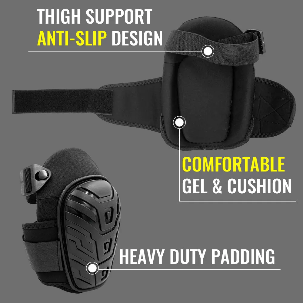 Rodilleras de gel para trabajo y jardinería: rodillera profesional resistente con espuma EVA y cojín de GEL para construcción, hormigón