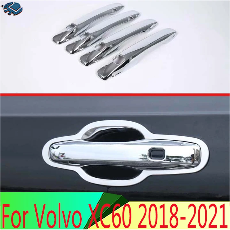 

For Volvo XC60 2018 2019 2020 2021 ABS Chrome Door Handle Cover With Smart Key Hole Catch Cap Trim Molding
