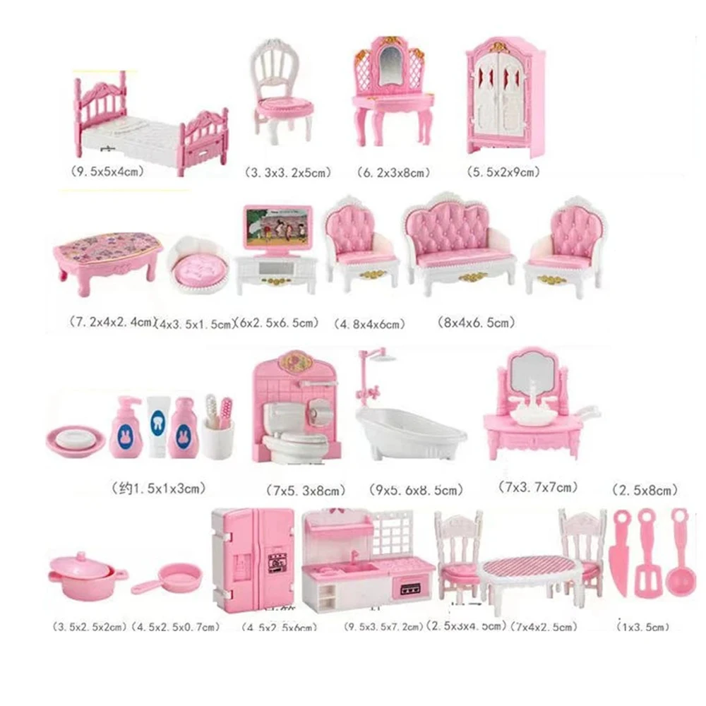 10 articoli Kawaii rosa miniatura casa delle bambole accessori per mobili giocattoli per bambini bagno camera da letto cucina cose da cucina per il