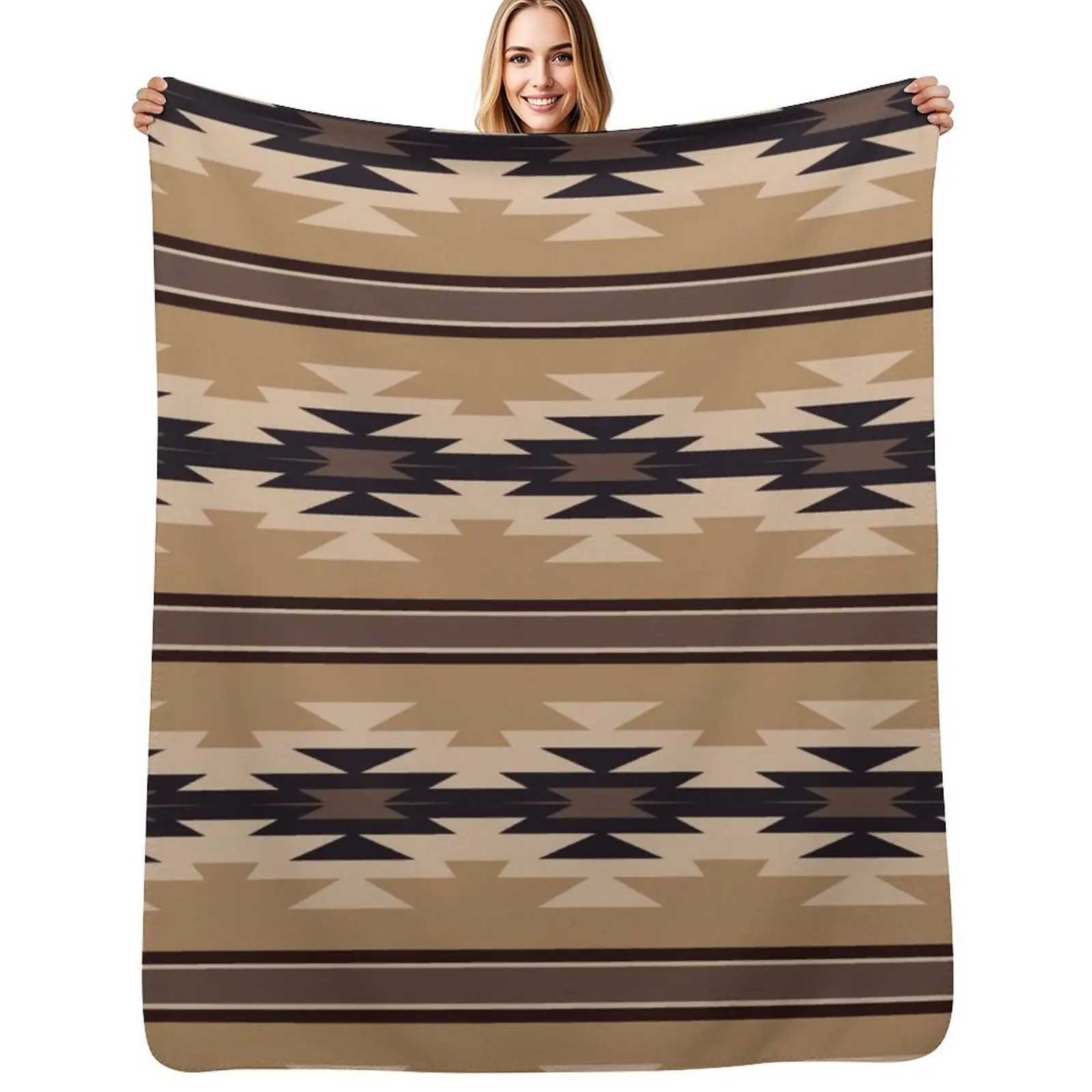 

Navajo Cream And Black Throw Blanket No Pilling Soft Warm Blanket for Bed