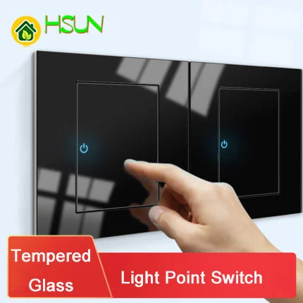 86 Type Black Tempered glass Switch 1 2 3 4 gang 1 2 way Lizard Point Switch Comuter TV Telephone Socket Household Wall Switch