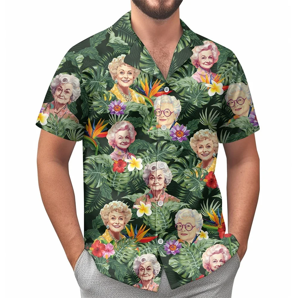 قميص مطبوع ثلاثي الأبعاد عصري وكاجوال للرجال، قميص صيفي بأكمام قصيرة وأزرار علوية، ملابس عطلة هاواي، ملابس الشارع