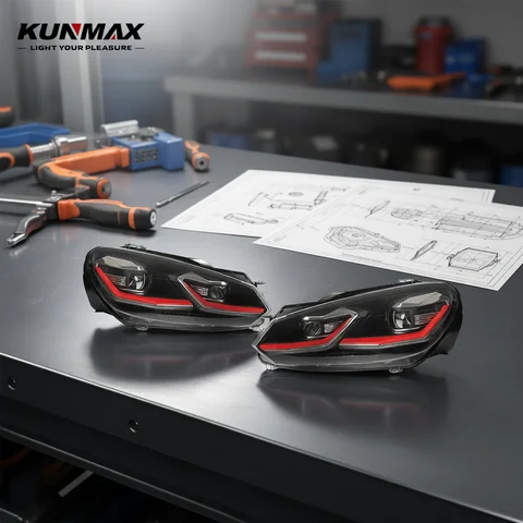 2PCS LED Car Headlight Assembly For VW GOLF 6 2008-2013 Front Head Lamp DRL Turning Signal Headlights Plug and Play Accessories