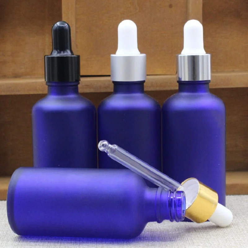 50ml blue/clear/green/brown glass bottle essential oil moisture liquid serum complex recovery skin care cosmetic packing