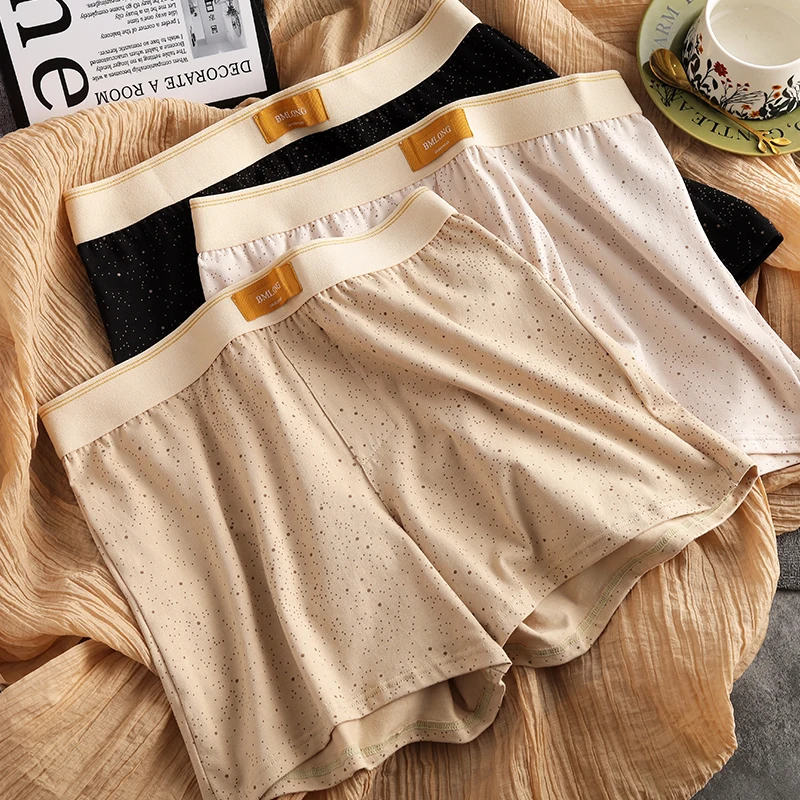 

Мужские хлопковые шорты-боксеры из 3 шт., свободные дышащие, со средней талией, мягкие удобные модные мужские трусы с принтом