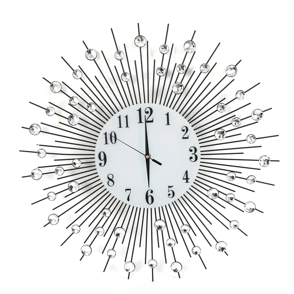 Vintage Sunburst Round Wall Clock Large Morden Luxury Wall Clocks Design Home Art Decor Ornaments Clocks