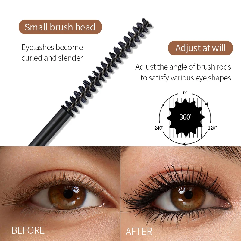 Liangnishi Brush Mascara สําหรับขนตาสั้นและหยาบ ยาวขึ้นและหนา ปริมาตรเป็นธรรมชาติ ติดทนนาน กันน้ํา