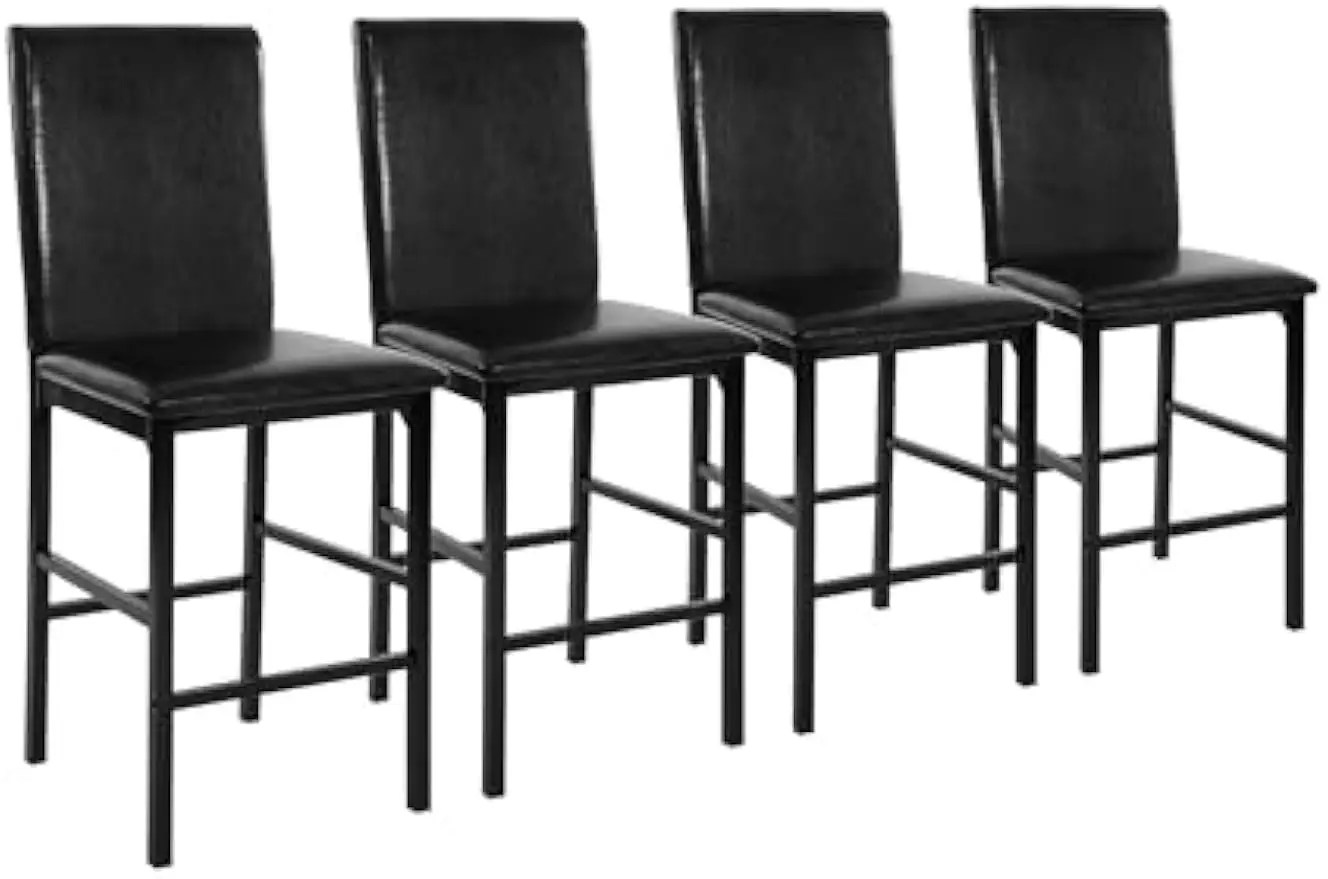 Dining Counter Height Chair (Set of 4), Faux Leather, Dark Brown