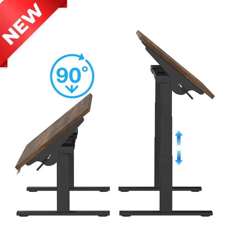 

Electric Height Adjustable Standing Desk Half Tilt Drafting Desk Sit Stand Desk Half Flip Drawing Table