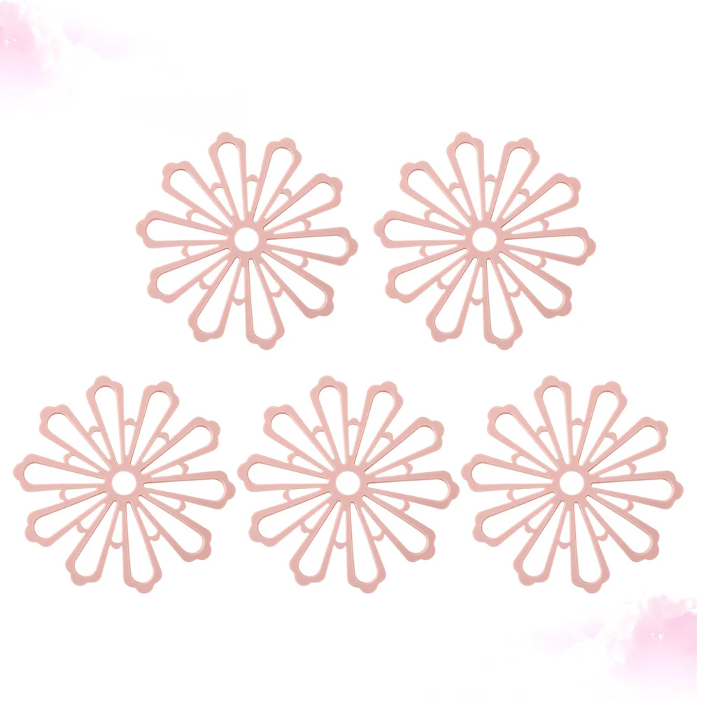

5Pcs Flower Shaped Cup Coasters Heat Proof Pad Hollow-Out Insulated Table Mats Pot Holders Kitchen Essentials