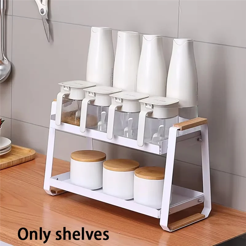 

AFOURT-Wardrobe Organiser Drawer,Multifunctional Compact Kitchen Organizer,Spice Rack Wood Handle,Metal Kitchen Storage Rack