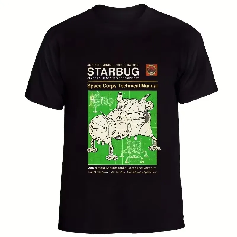 Men's Red Dwarf TV Series T-shirt, Classic Malebrogia Design and Starbug Logo Pattern Short Sleeve