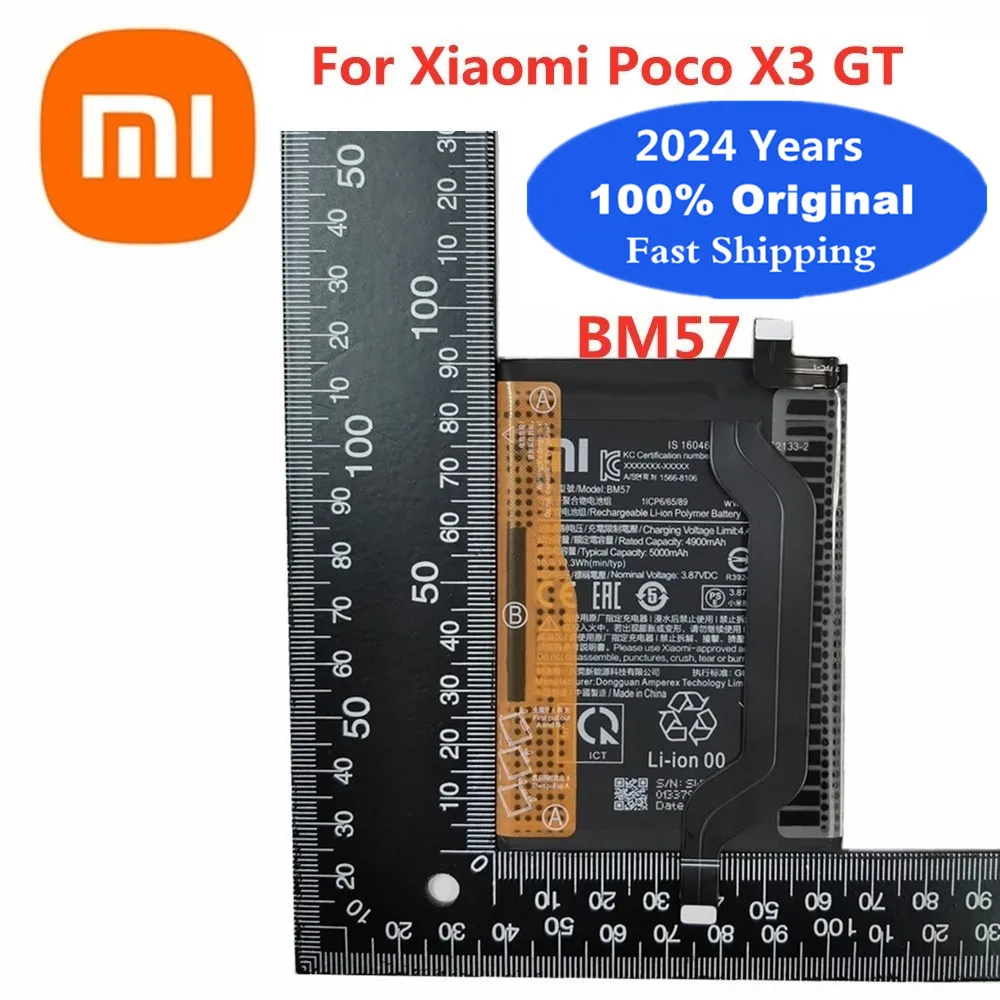 

2024 Xiao Mi 100% Original Phone Battery BM57 For Xiaomi Poco X3 GT 5000mAh High Quality Phone Replacement Battery Fast Shipping