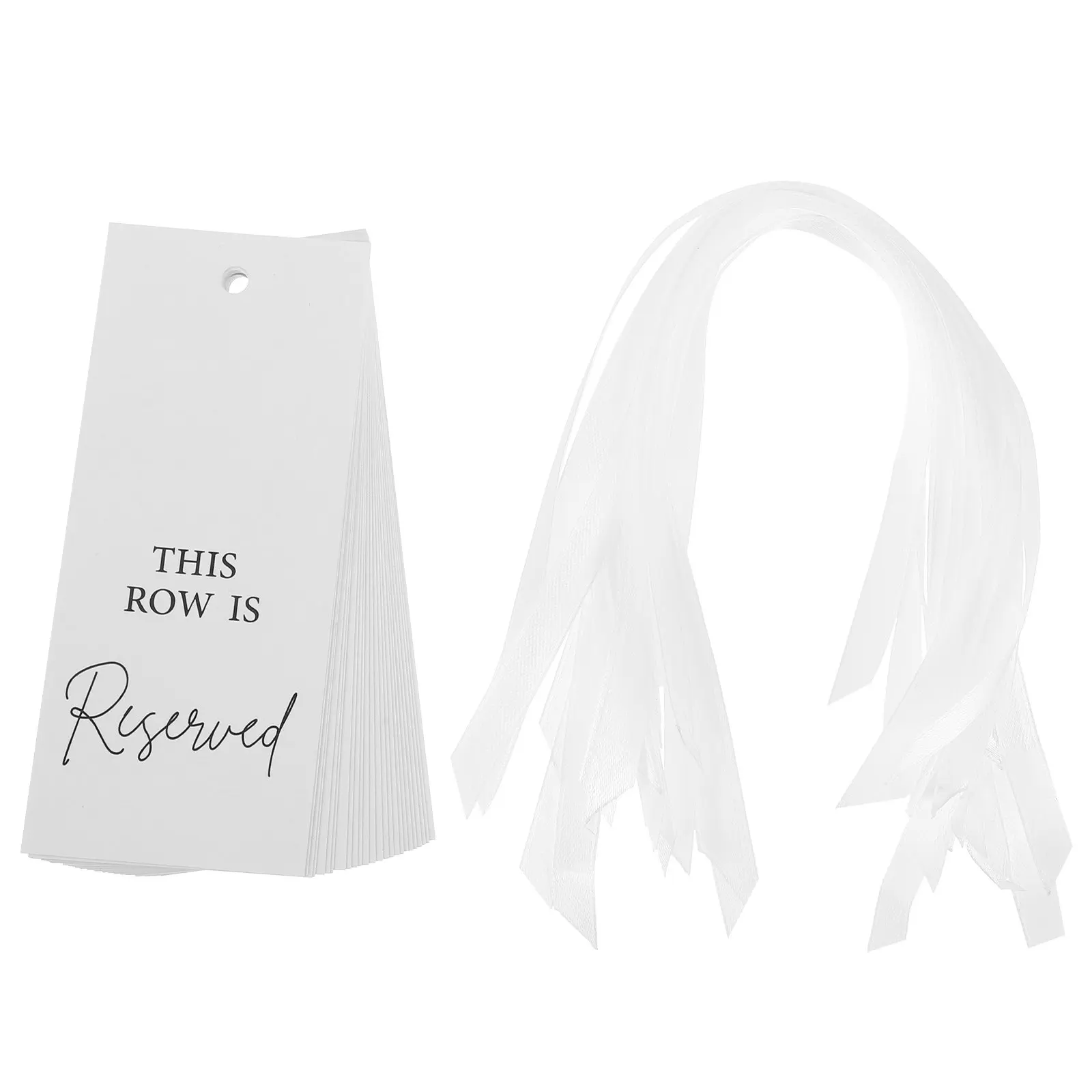 24Sets This Row Is Reserved Signs Textured Paper Vintage Style Hanging Chair Decor with Ribbon for Weddings Church Ceremonies view 3