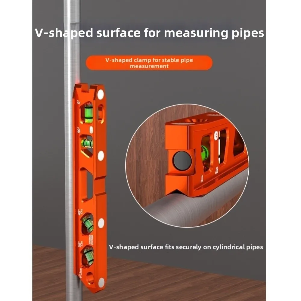 Heavy Duty Magnetic Pipeline Level Professional Multi-Function Magnetic Box Level Multi-Angle Bubble with Clamp