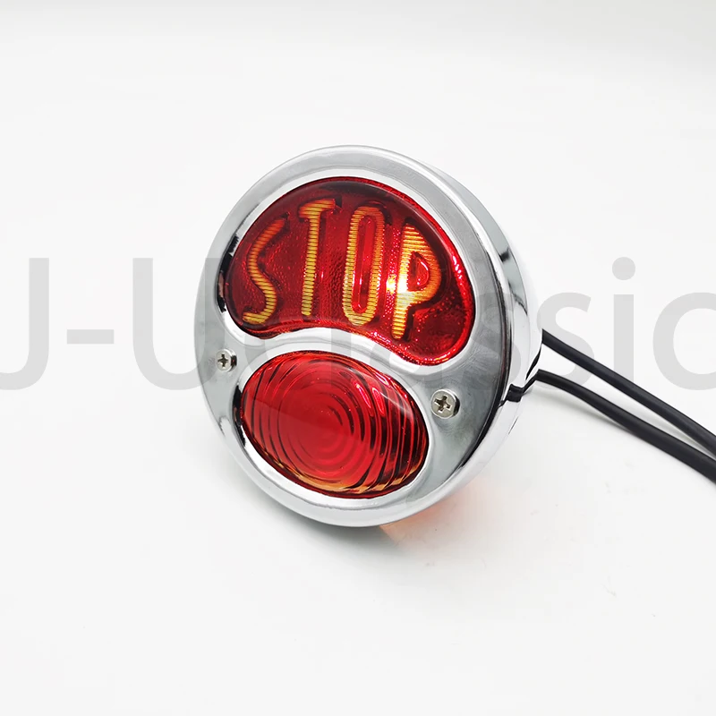 Vintage Old School Motorcycle Tail Brake Light License Plate Light Round Rear Lamp for Harley Chopper Bobber Cafe Racer Scramble