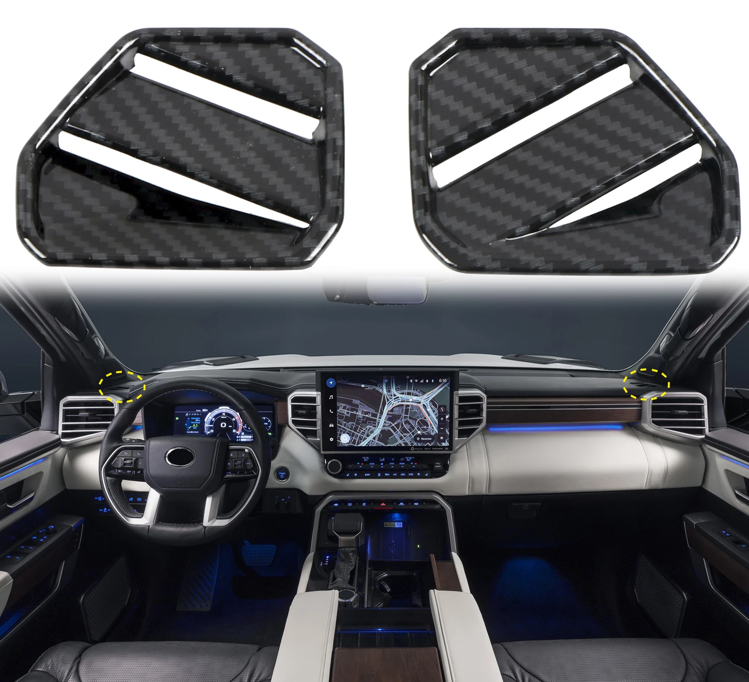 

for Toyota Tundra XK70 2022 2023 Front Small Vent Overlay Carbon Fiber ABS Plastic 2pcs