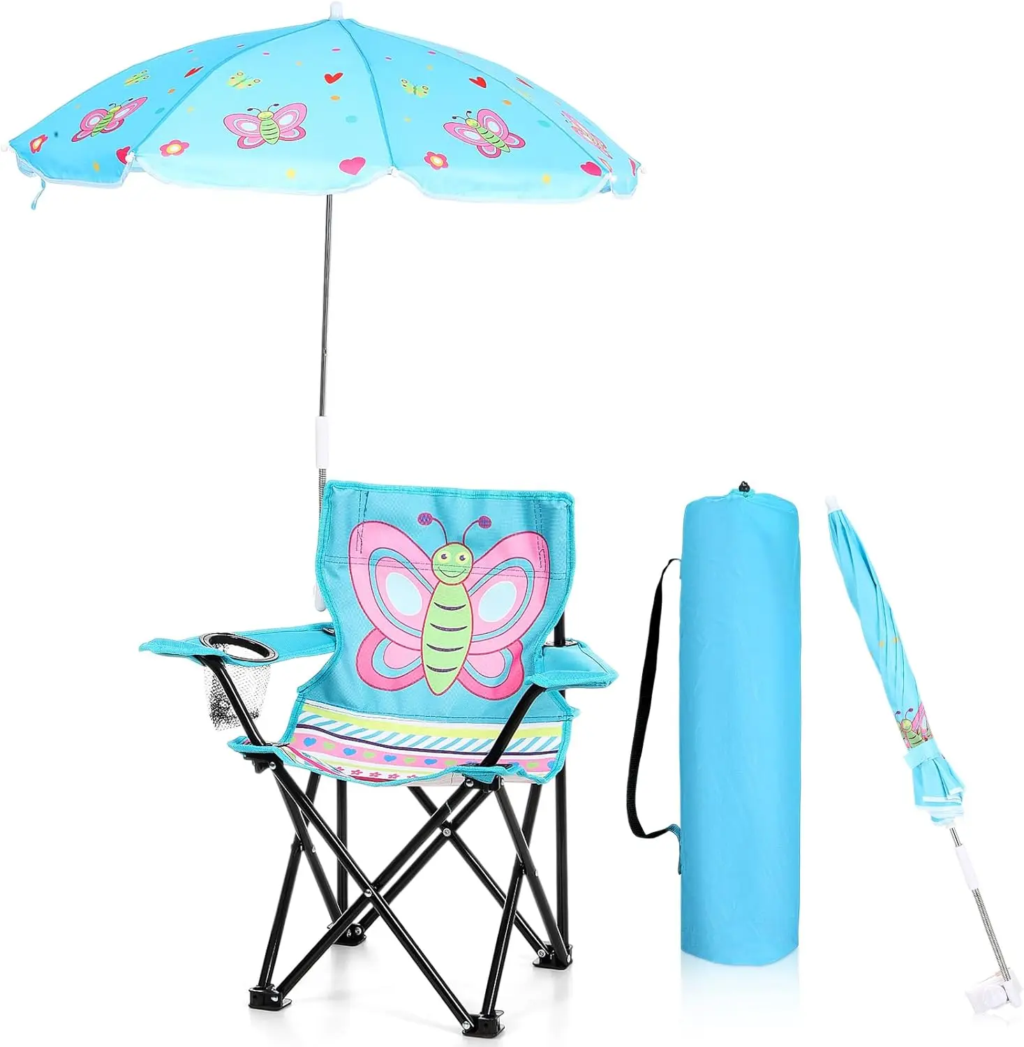 

Kids Beach Chair with Umbrella & Universal Clamp - Folding Chair for Beach, Pool, Garden, Patio, Travel