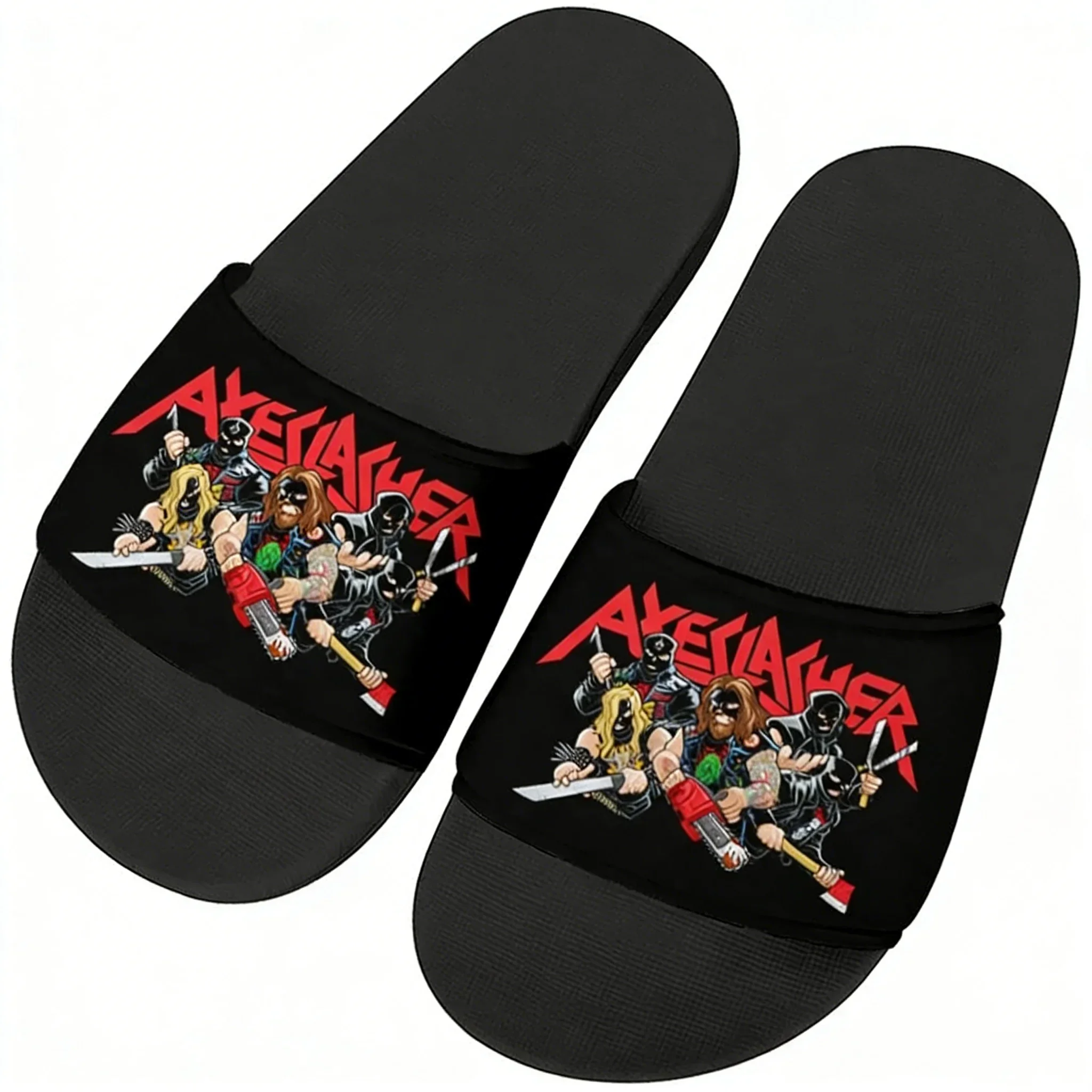 

Axeslasher Heavy Metal Rock Band Slippers Home Water Shoes Mens Women Teenagers Outdoor Beach Pool Sandals Custom Summer Slipper