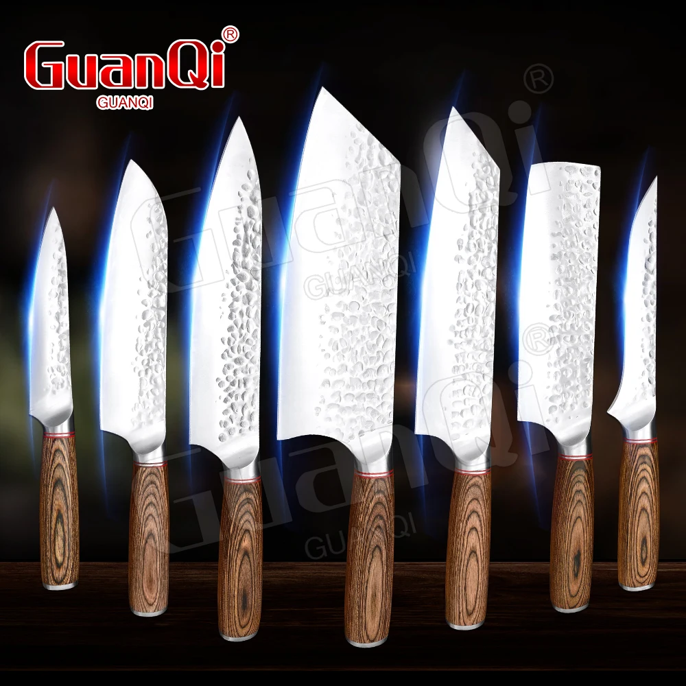 Kitchen Knives Set 1-7PCS Chef Knife 5CR15 High Carbon Stainless Steel Santoku Knife Paring Utility Cleaver Knives Slicer