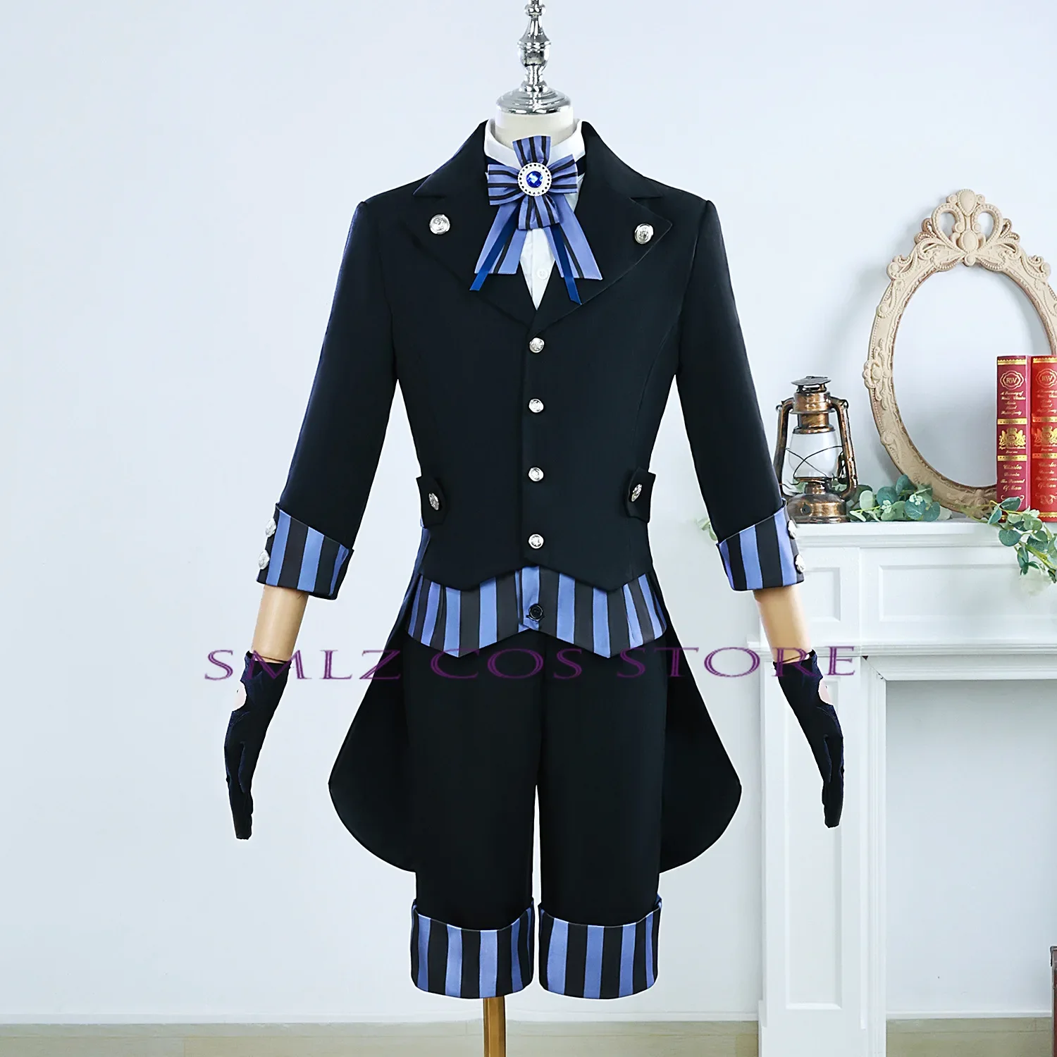 Liner Cruise Ciel Cosplay Anime Black Butler Costume Black Uniform Suit Hat Wig Set Halloween Party Role Play Outfit for Man