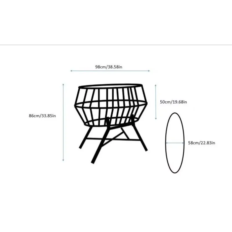 Woven Rattan Baby Crib Cradle Basket  with Base Hanger Mobile From