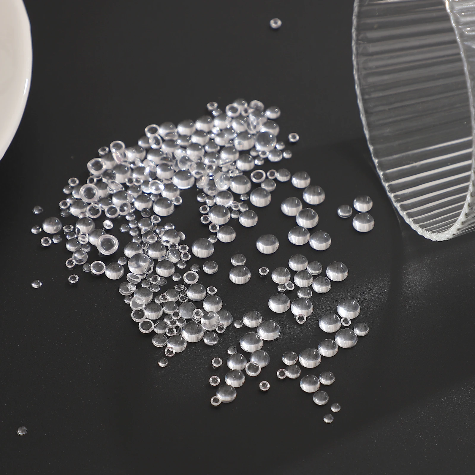 350 Pcs/pack 3mm/4mm/5mm/6mm Multiple Sizes Mini Transparent Simulated Resin Dewdrops Creative DIY Handbook Decor Material