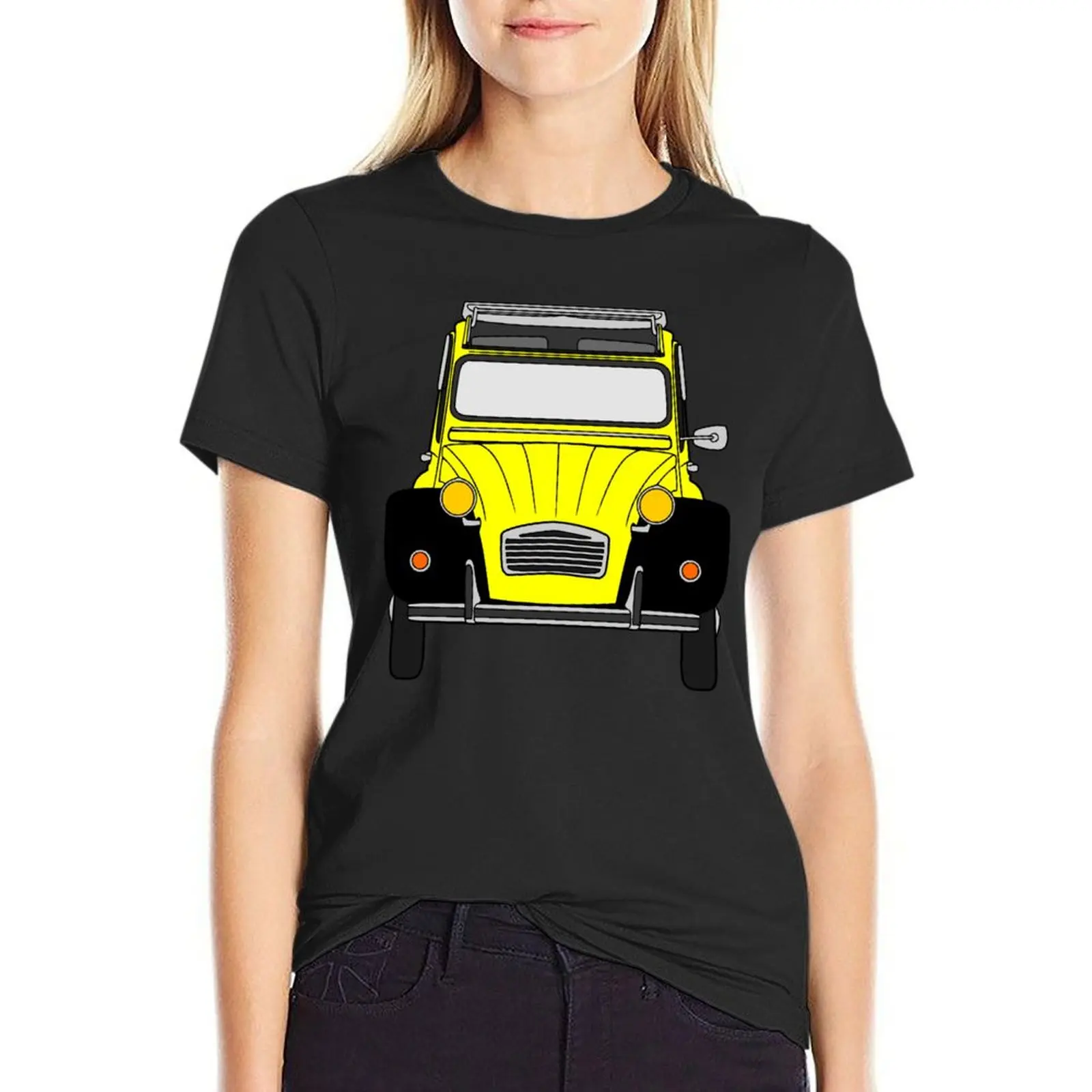 

Citroen 2CV yellow black color T-Shirt heavyweights customs white t-shirt dress for Women sexy