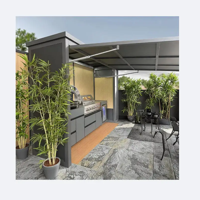 New custom waterproof outdoor kitchen BBQ BBQ garden/backyard stainless steel outdoor kitchen with shed