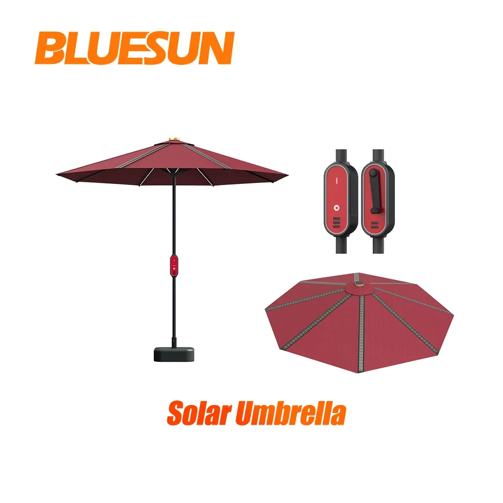 Bluesun solar umbrella outdoor solar power umbrella for home